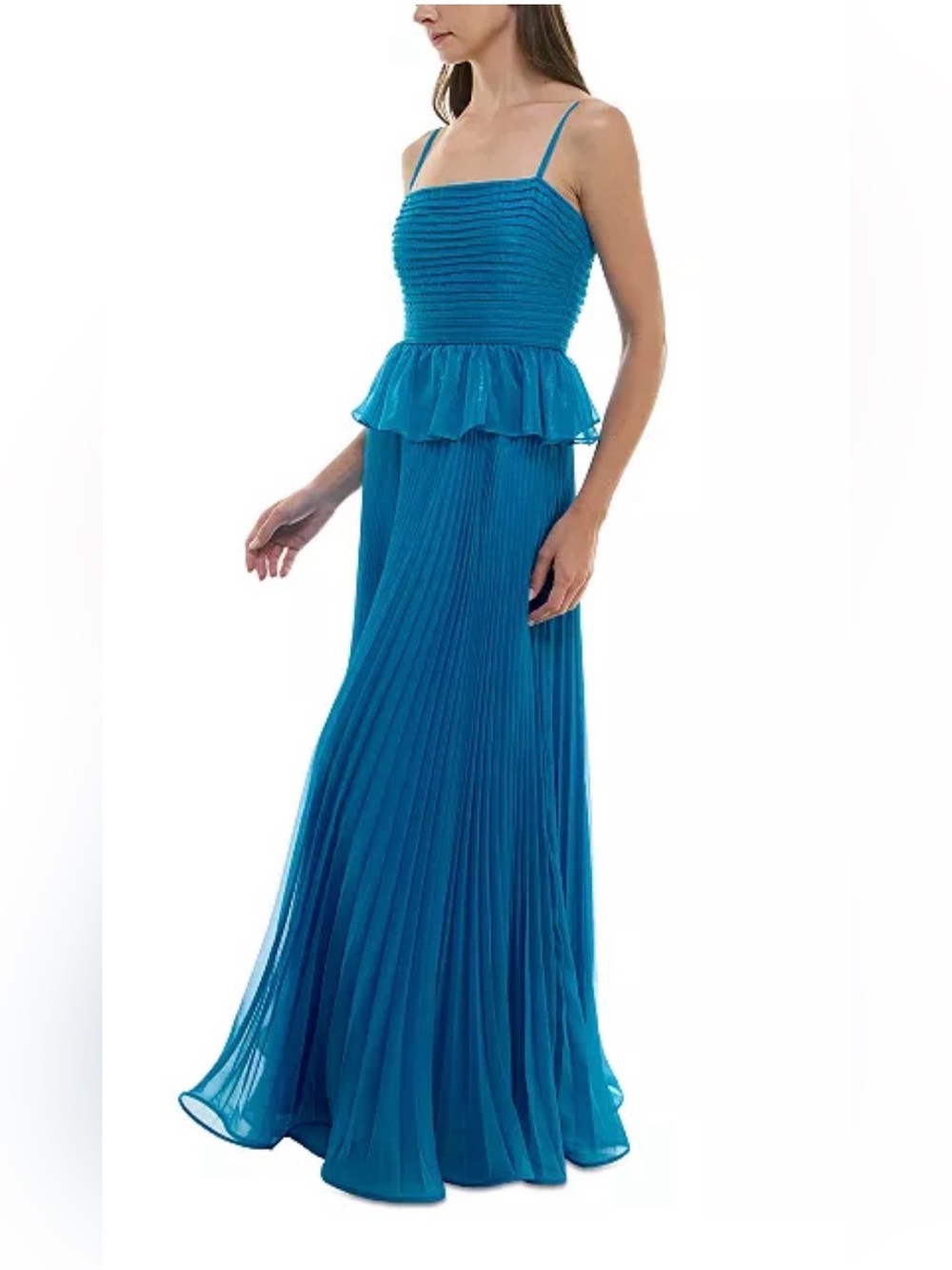 Taylor
Women's Pleated Peplum Sleeveless Gown